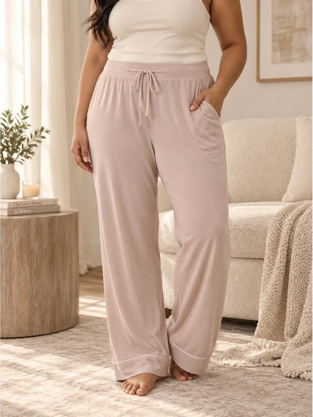 Cozy Earth Bamboo Stretch Knit Classic Tall Pajama Pant Blush Pink XL NWT